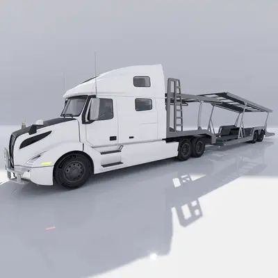 White Car Transporter Truck 3d model