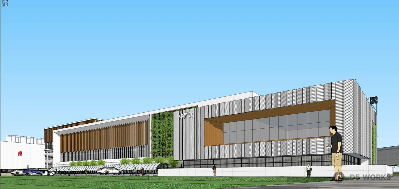 Modern School Building With Track Field 3d model thumbnail 8