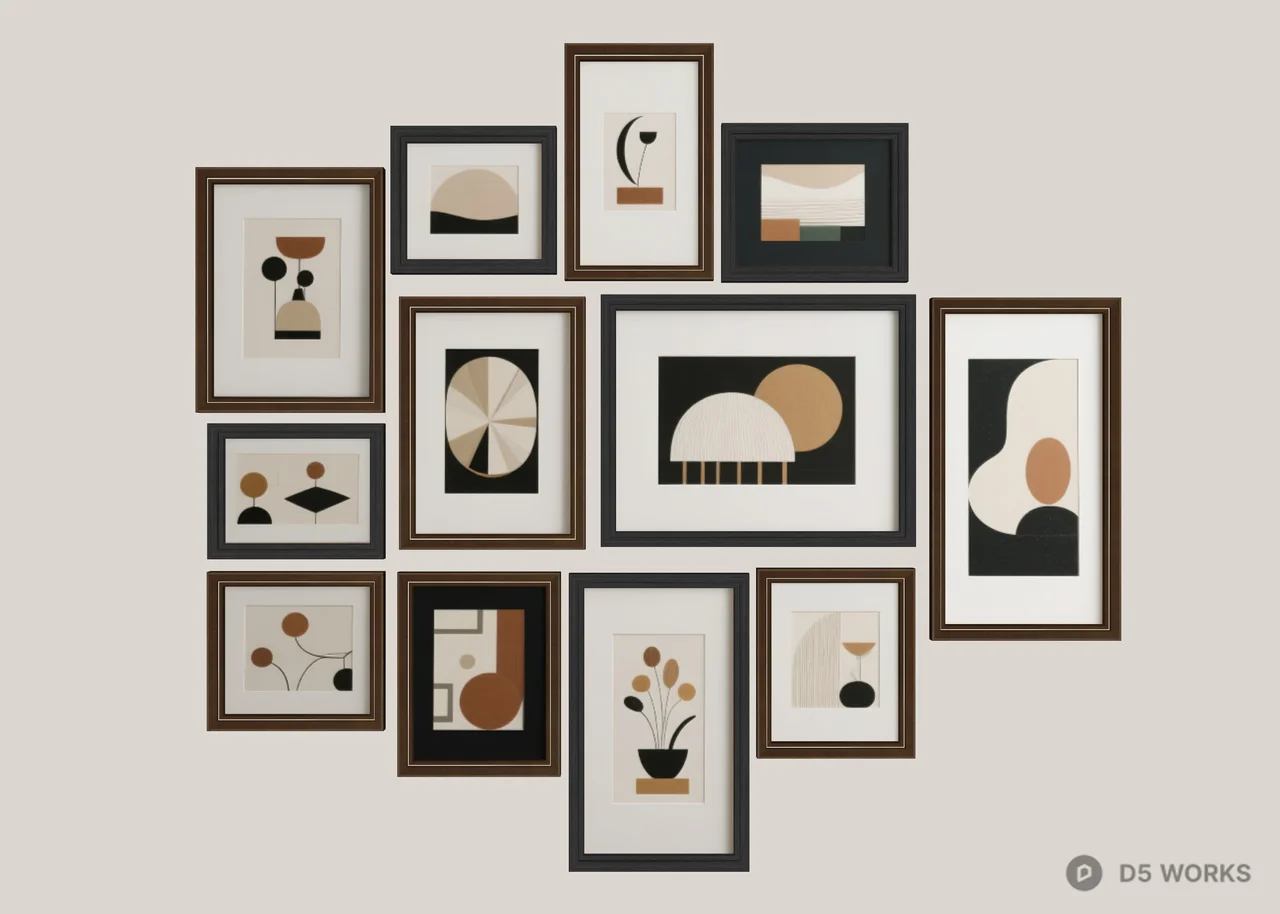 Minimalist Abstract Art Frame Set 3d model thumbnail 3