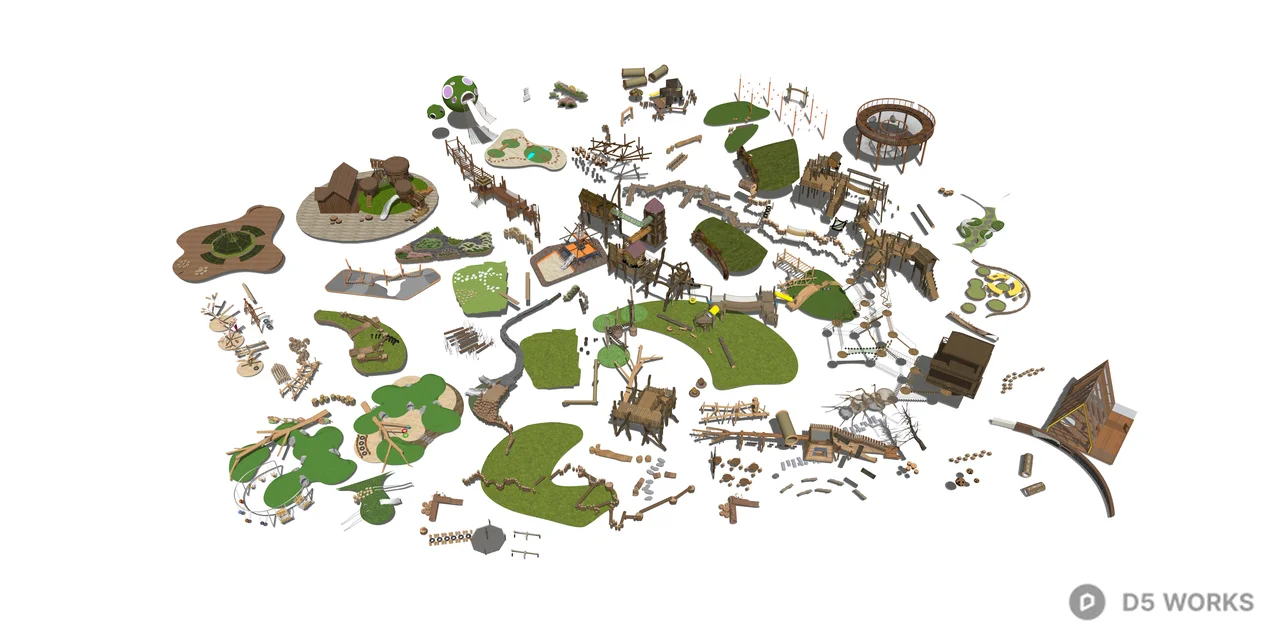 Natural Wooden Adventure Playground Asset Kit 3d model thumbnail 2
