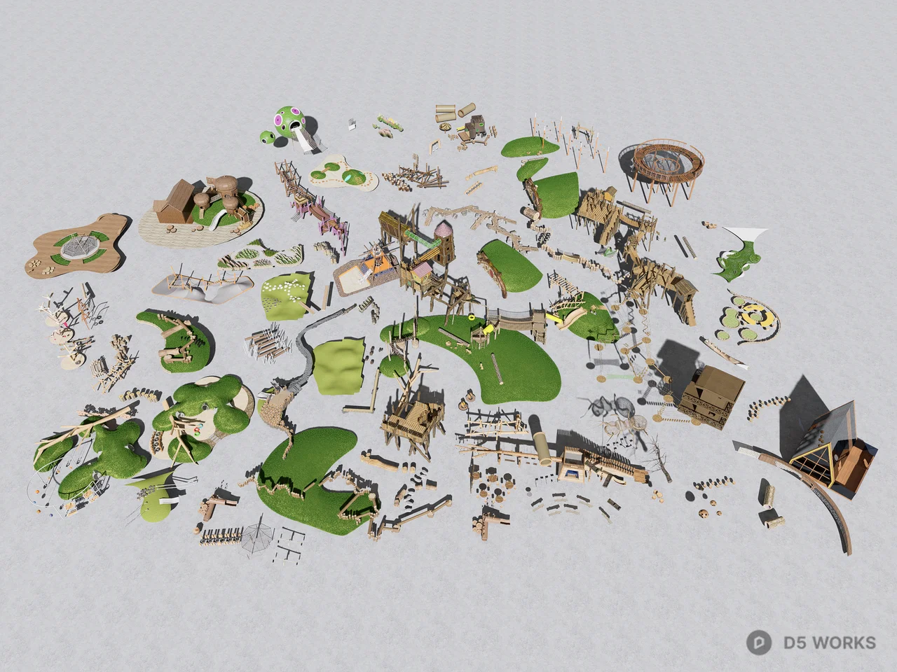 Natural Wooden Adventure Playground Asset Kit 3d model - Image 1