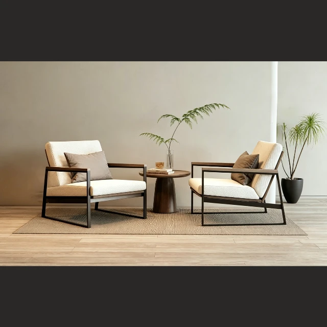 Modern Industrial Armchair and Side Table Set 3d model