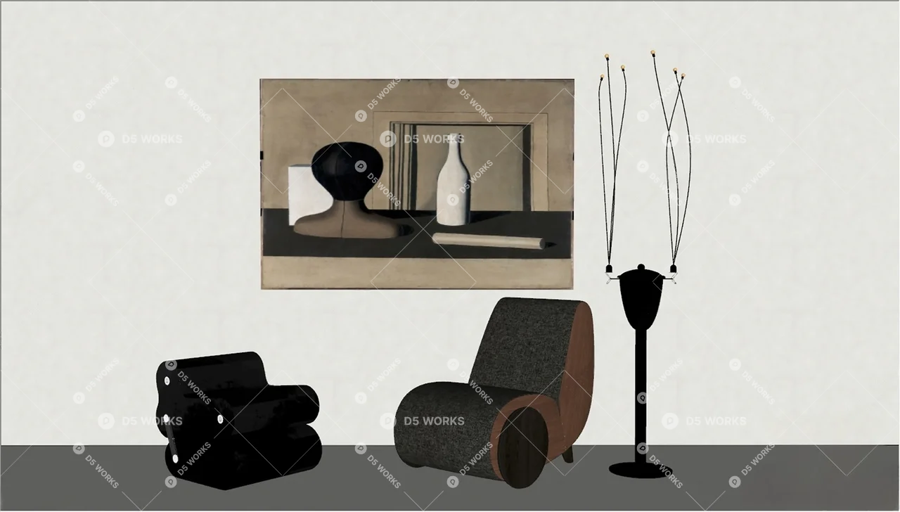 Modern Minimalist Art Decor Armchair 3d model thumbnail 2