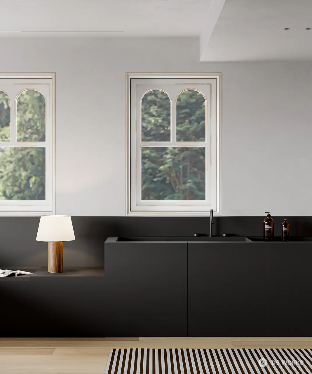 Minimalist Bedroom with Black Bathtub 3d model thumbnail 2