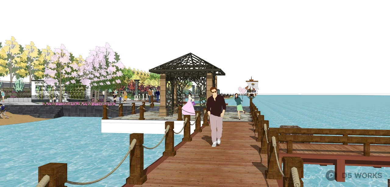 Coastal Promenade Public Square Landscape 3d model thumbnail 2