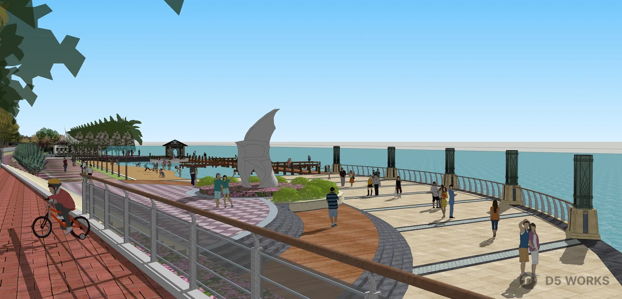 Coastal Promenade Public Square Landscape 3d model - Image 1
