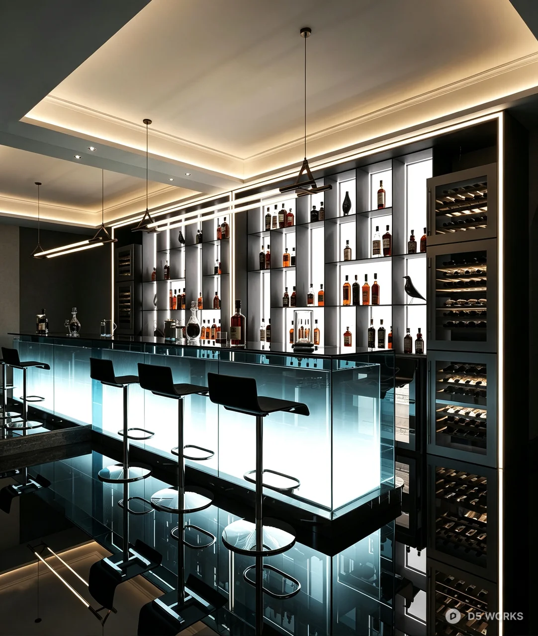 Modern Luxury Home Bar and Wine Cellar Cabinet 3d model - Image 1