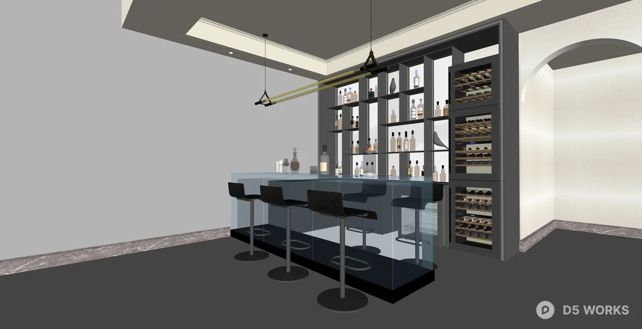 Modern Luxury Home Bar and Wine Cellar Cabinet 3d model thumbnail 2