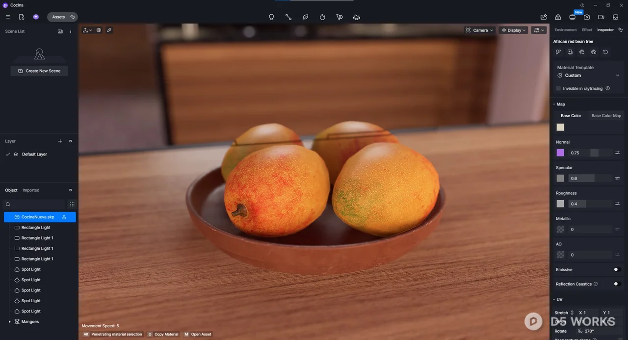 Realistic Ripe Mangoes on Ceramic Plate 3d model thumbnail 5