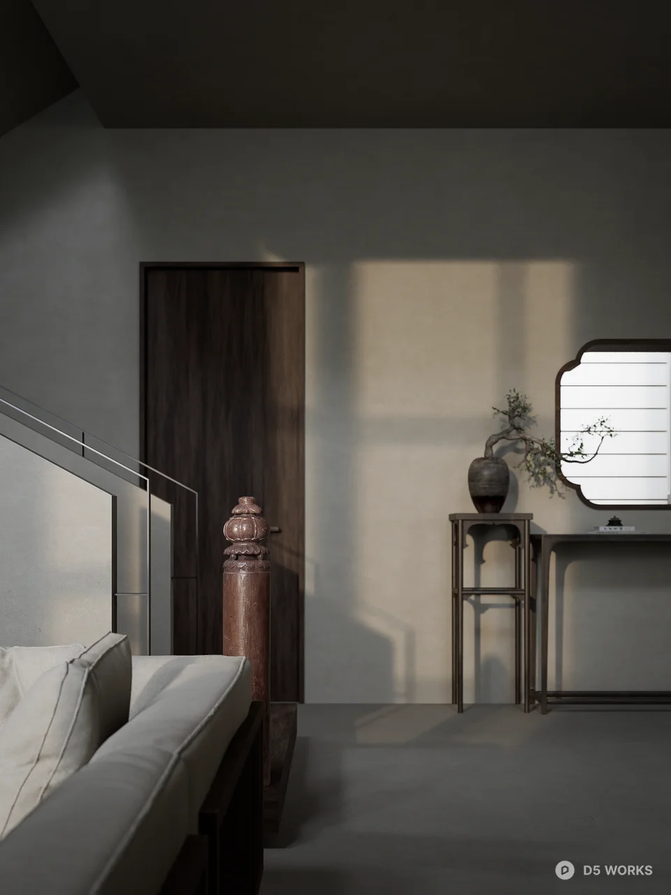 Minimalist Villa Living Room with Open Layout 3d model thumbnail 3