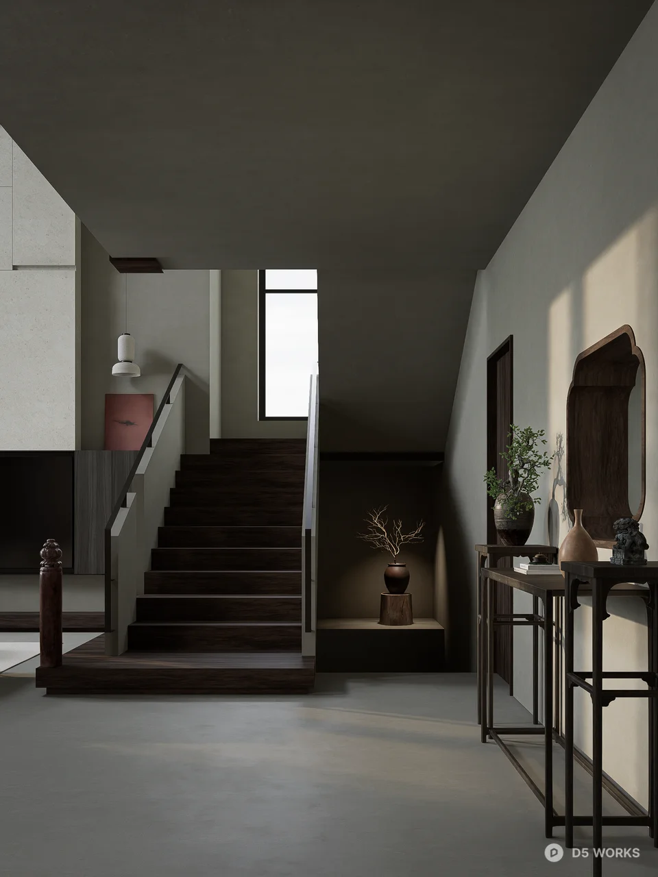 Minimalist Villa Living Room with Open Layout 3d model thumbnail 4