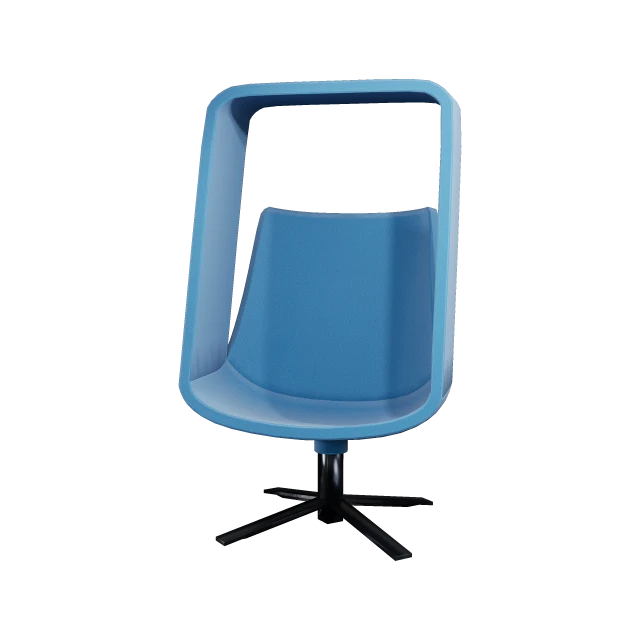 Modern Blue Fabric Swivel Privacy Chair 3d model