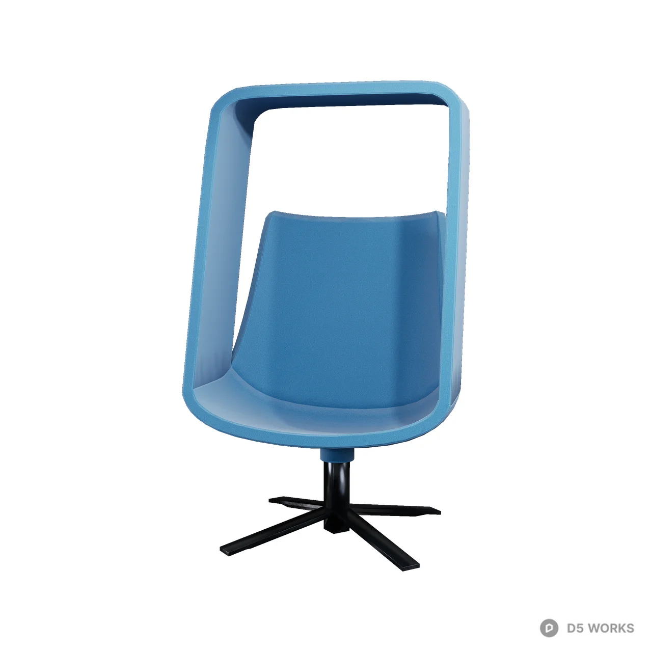 Modern Blue Fabric Swivel Privacy Chair 3d model - Image 1