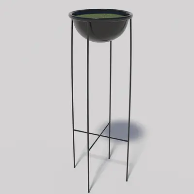 Minimalist Black Metal Planter Stand 3d model