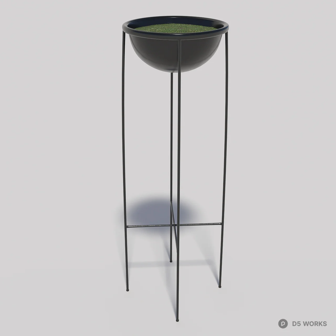 Minimalist Black Metal Planter Stand 3d model thumbnail 3