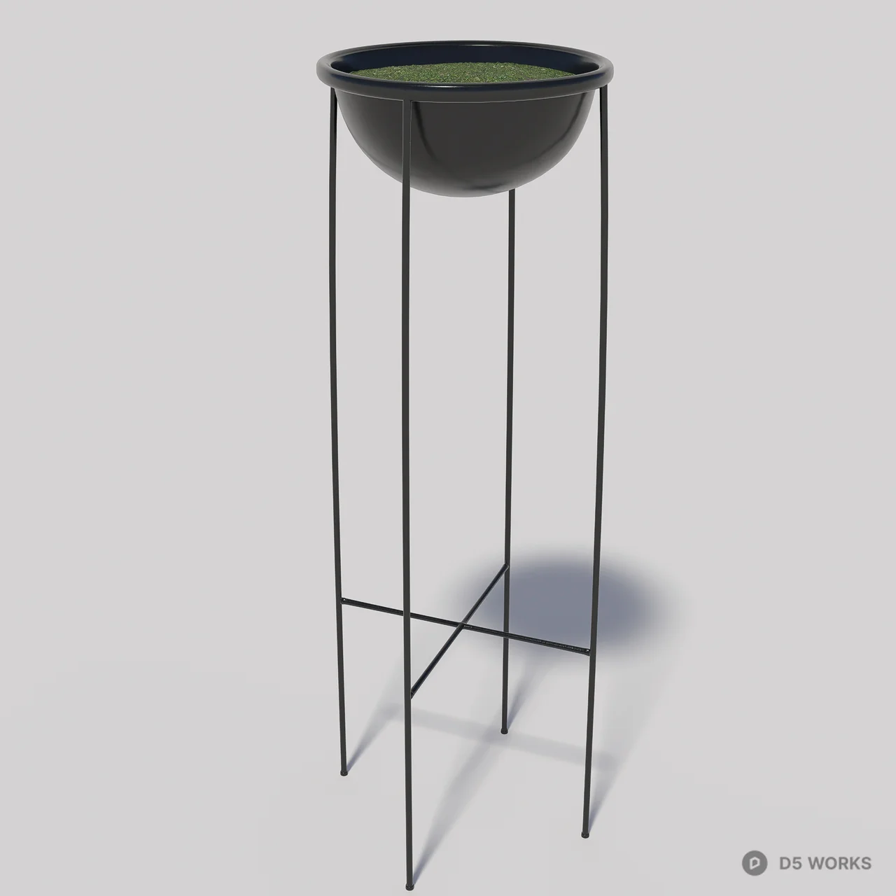 Minimalist Black Metal Planter Stand 3d model - Image 1