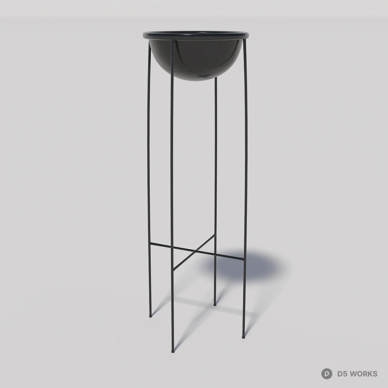 Minimalist Black Metal Planter Stand 3d model thumbnail 2