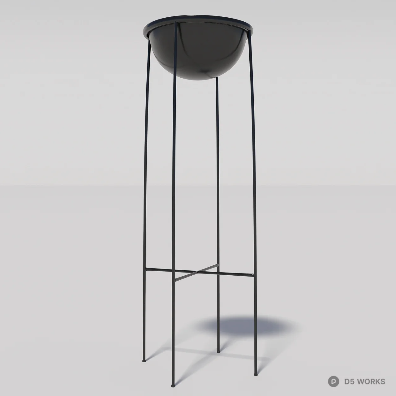Minimalist Black Metal Planter Stand 3d model thumbnail 4