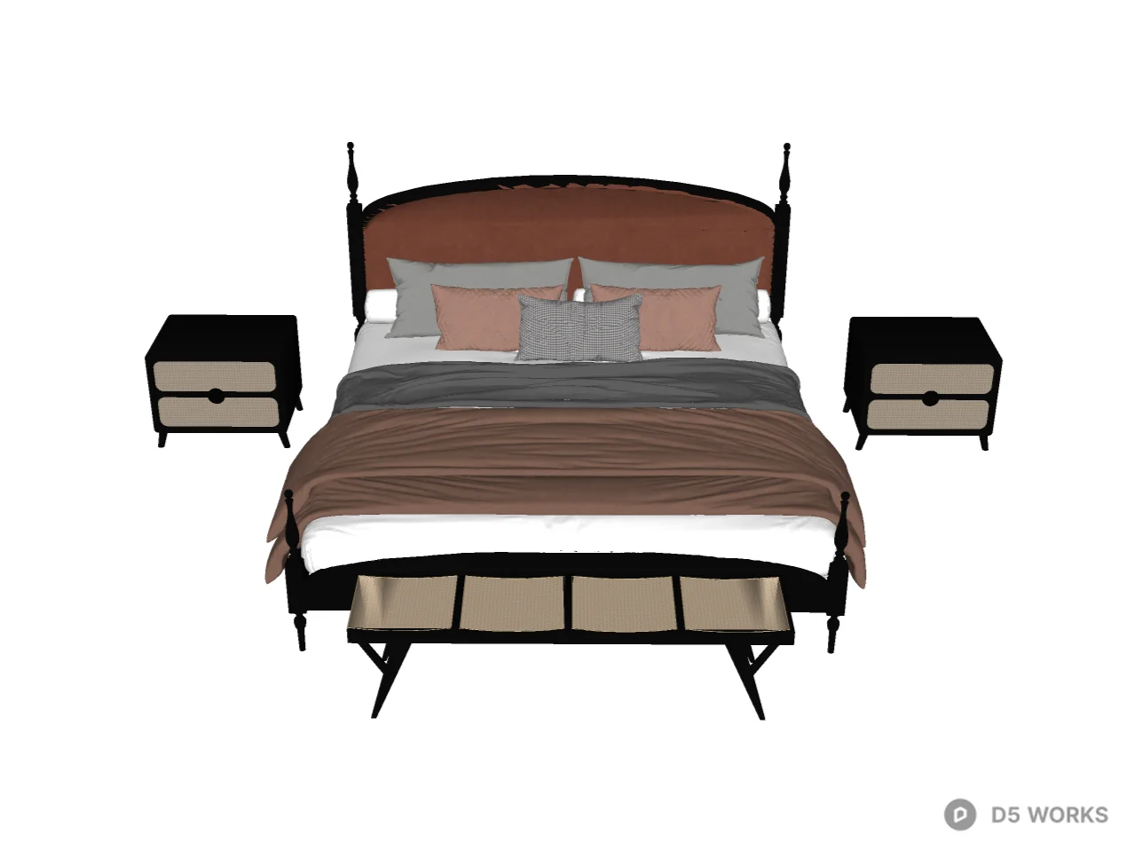 Vintage Style Bedroom Furniture Set 3d model thumbnail 2
