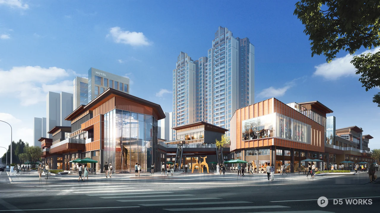 Commercial Complex At Dusk 3d model thumbnail 2