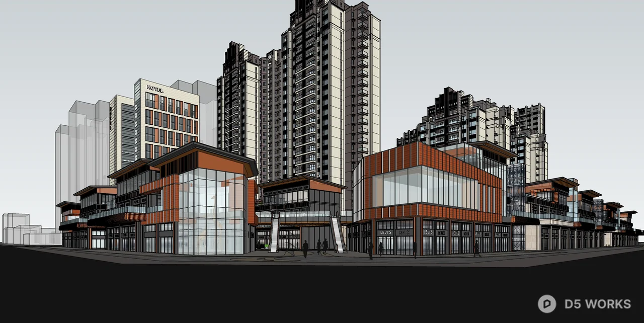 Commercial Complex At Dusk 3d model thumbnail 4