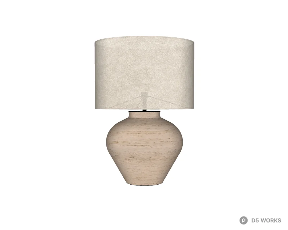 Rustic Ceramic Table Lamp with Linen Shade 3d model thumbnail 2