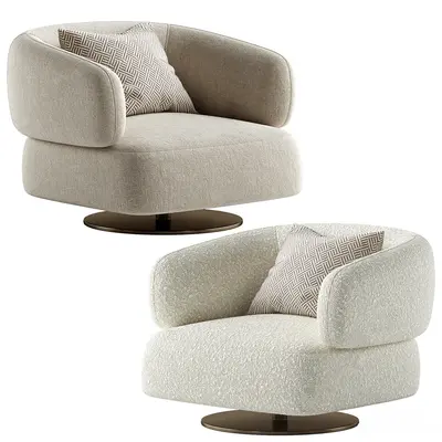 Modern Fabric Swivel Armchair 3d model