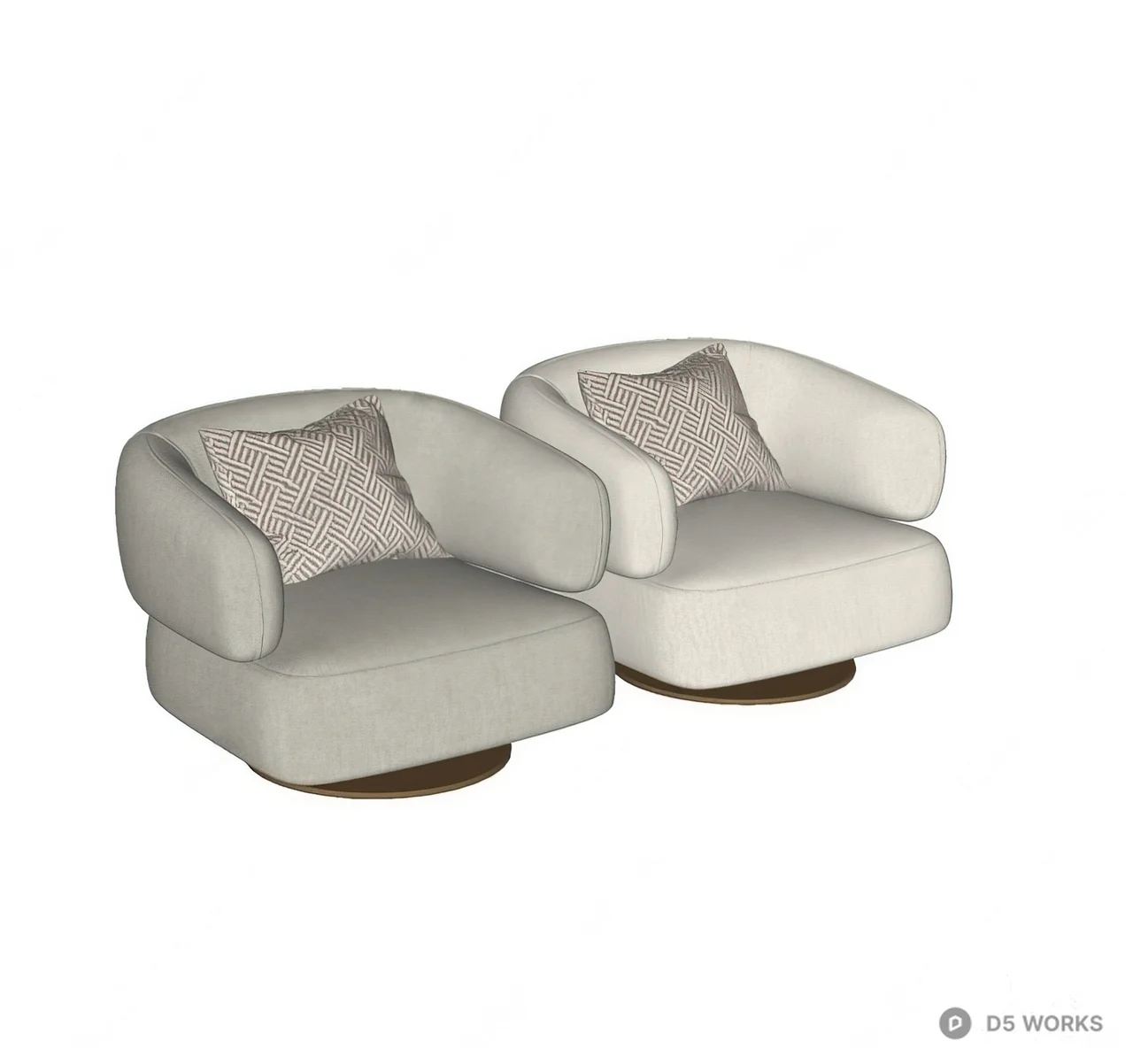 Modern Fabric Swivel Armchair 3d model thumbnail 2