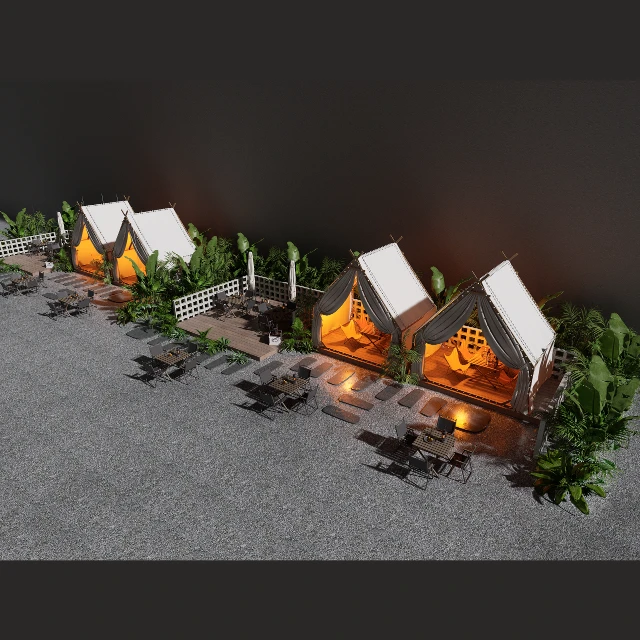 Luxury Outdoor Glamping and Cafe Lounge Set 3d model