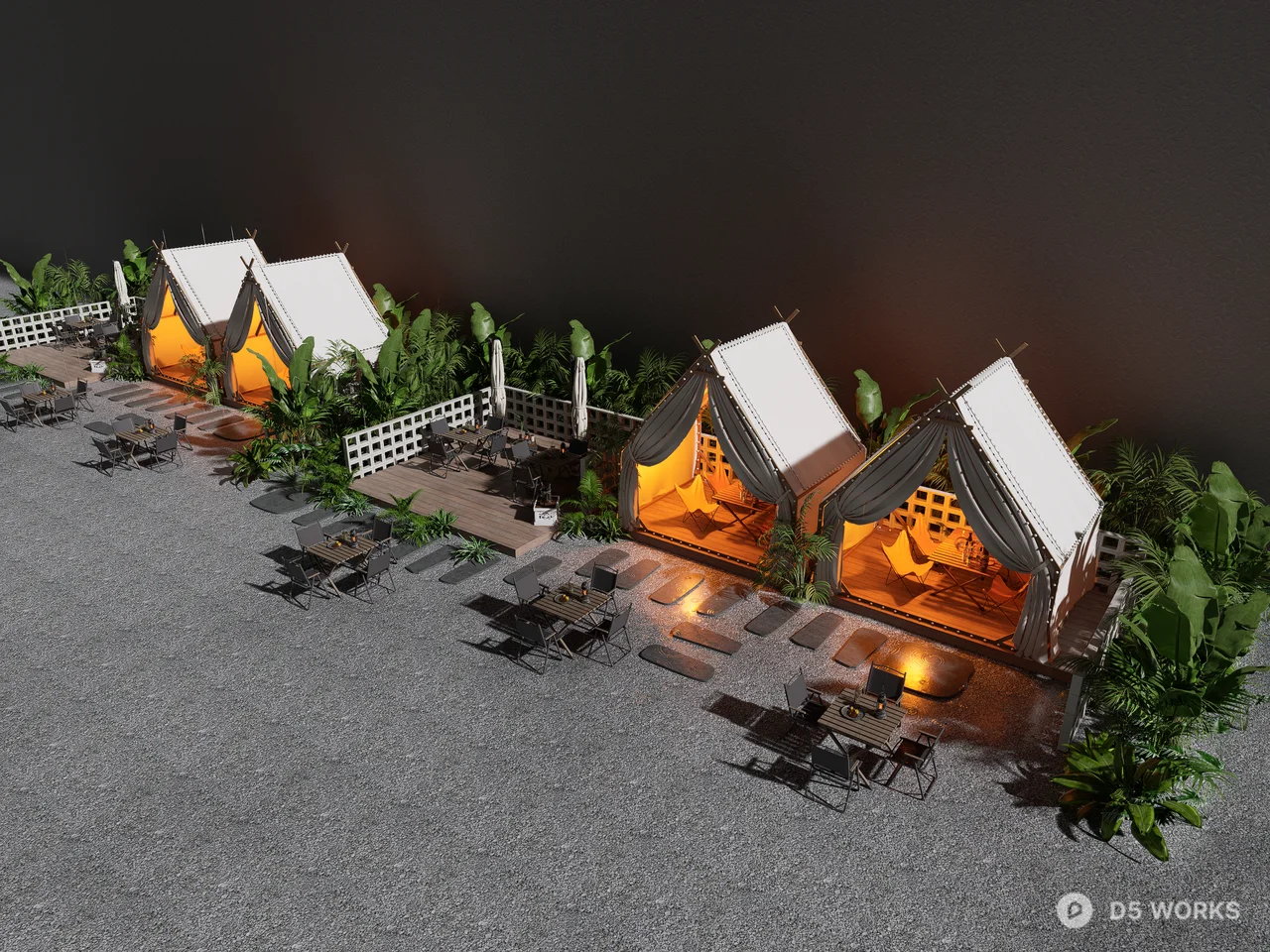 Luxury Outdoor Glamping and Cafe Lounge Set 3d model - Image 1