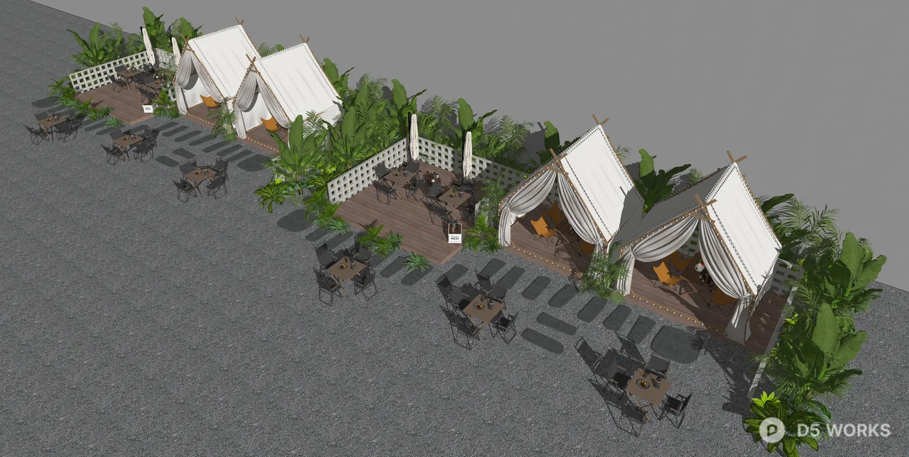 Luxury Outdoor Glamping and Cafe Lounge Set 3d model thumbnail 2