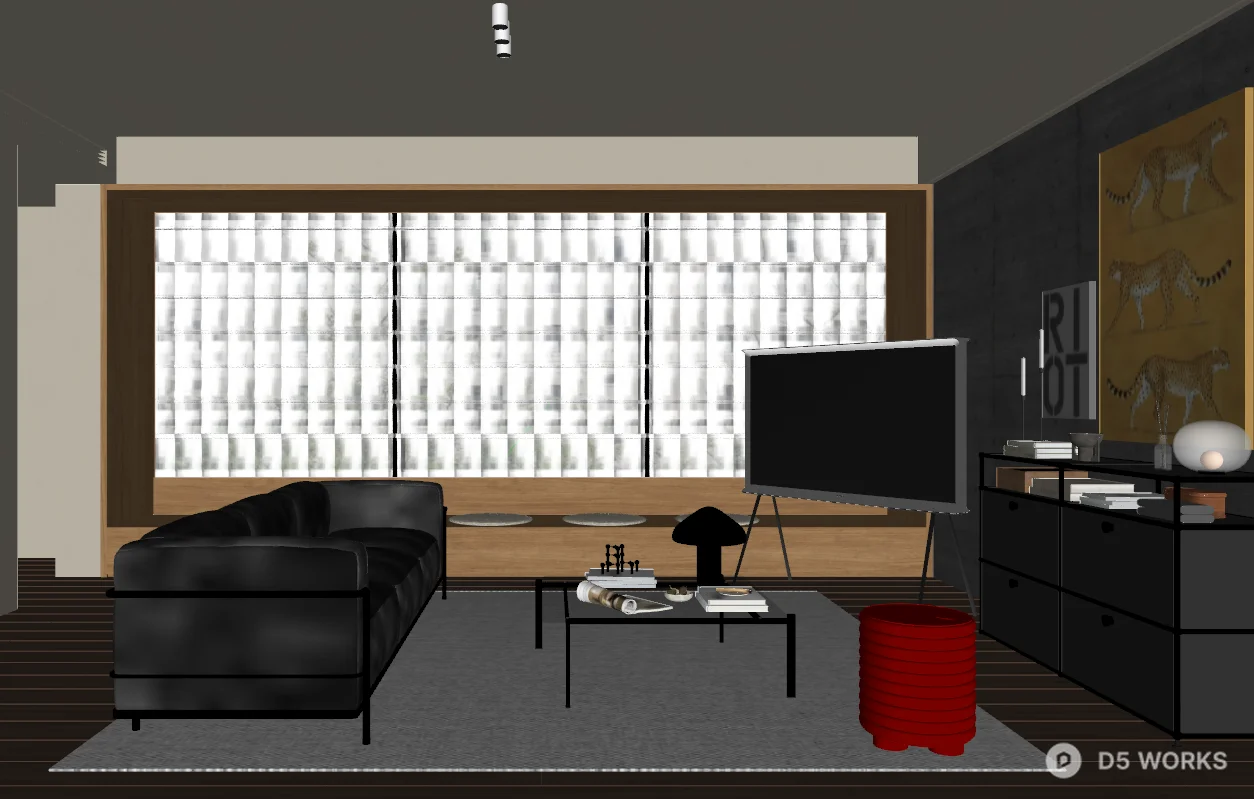 Modern Industrial Living Room Furniture Set 3d model thumbnail 2