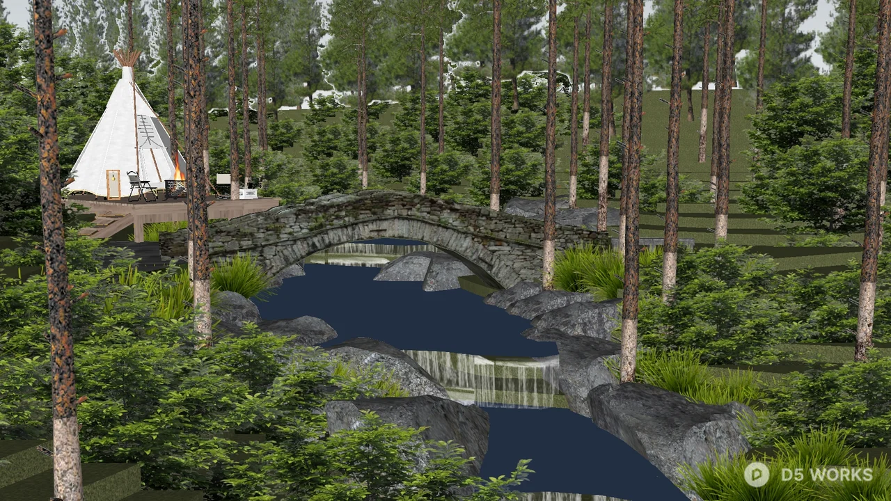 Glamping Campsite In Forested Area 3d model thumbnail 2