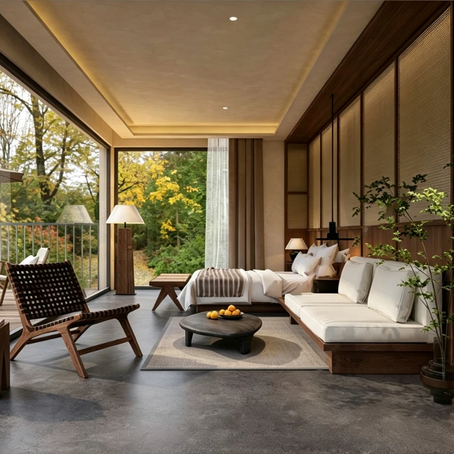 Modern Zen Bedroom Interior Scene 3d model