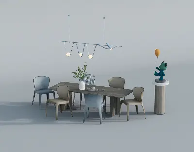 Minimalist Dining Table With Chairs 3d model