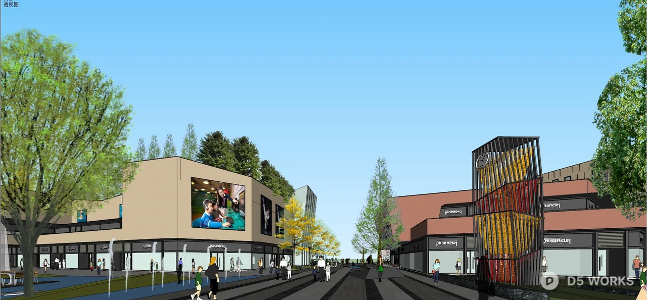 Commercial Street Landscape with Modern Architecture 3d model - Image 1