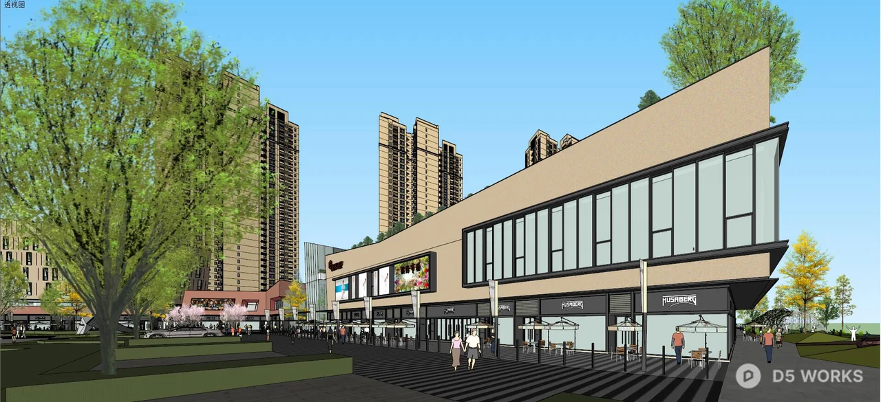 Commercial Street Landscape with Modern Architecture 3d model thumbnail 7