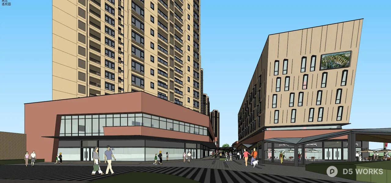 Commercial Street Landscape with Modern Architecture 3d model thumbnail 8