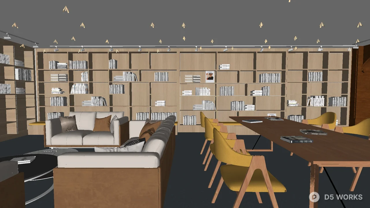 Modern Bookstore Interior with Reading Zone 3d model thumbnail 2