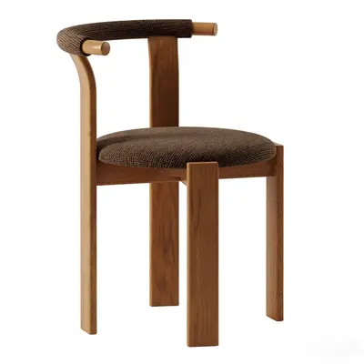 Curved Backrest Wooden Dining Chair 3d model