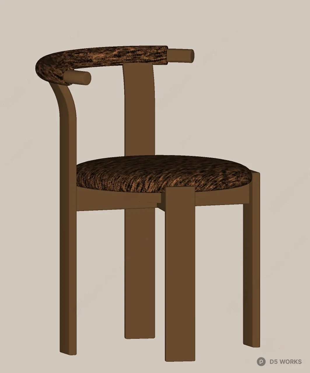 Curved Backrest Wooden Dining Chair 3d model thumbnail 2