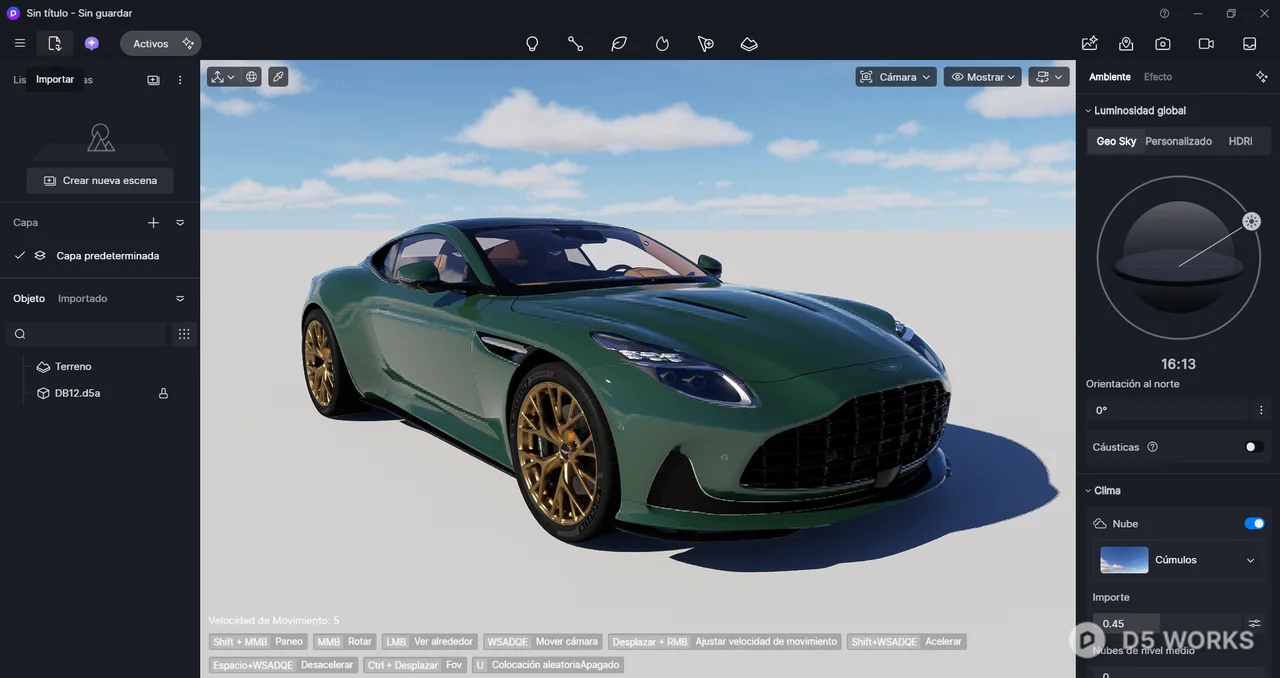 Luxury British Racing Green Sports Coupe 3d model thumbnail 2