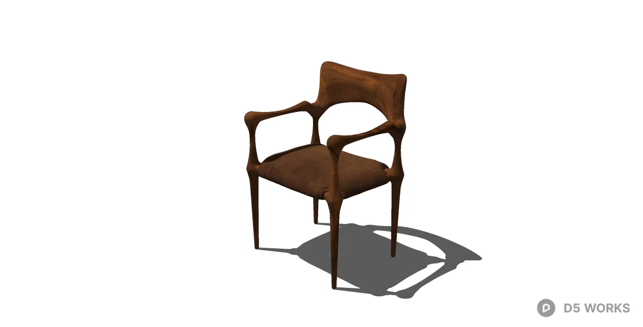 Organic Wood Grain Armchair 3d model thumbnail 2