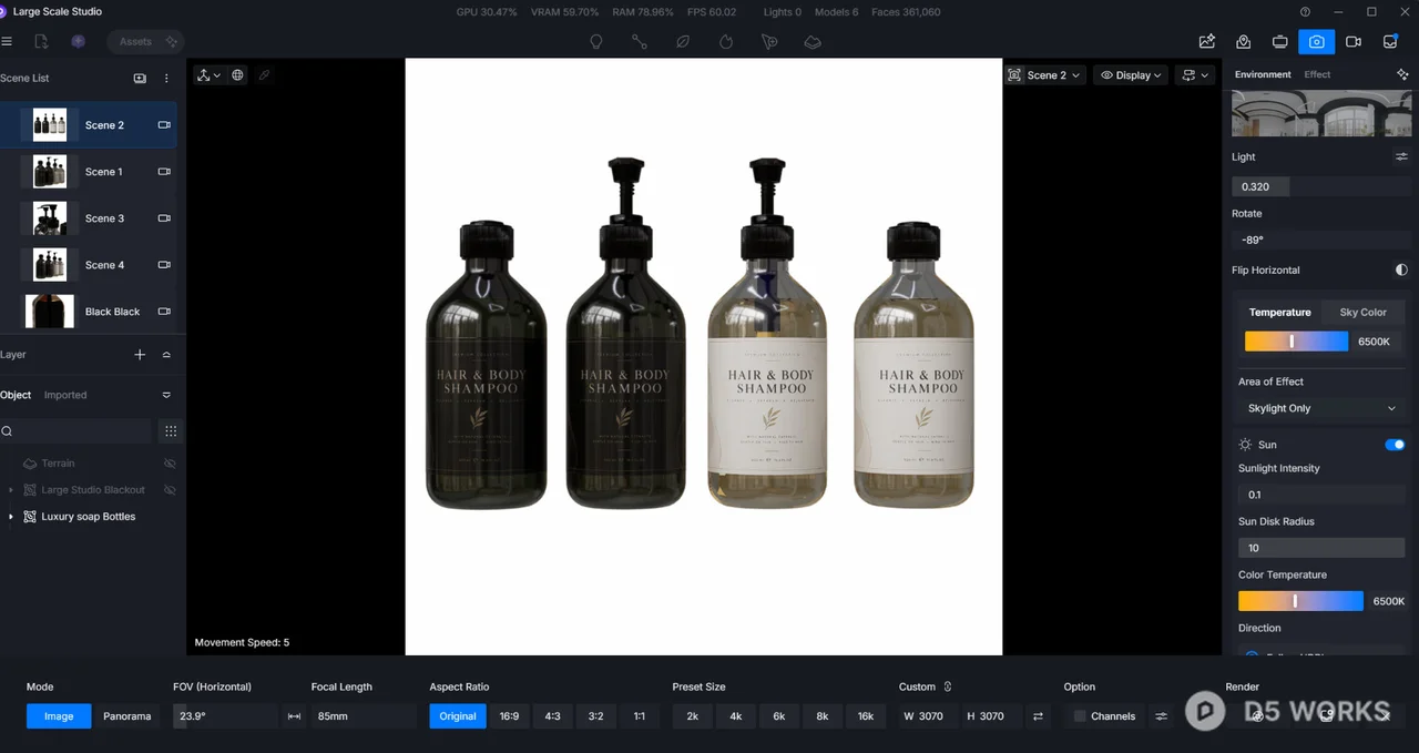 Minimalist Hair and Body Shampoo Bottle Set 3d model thumbnail 4