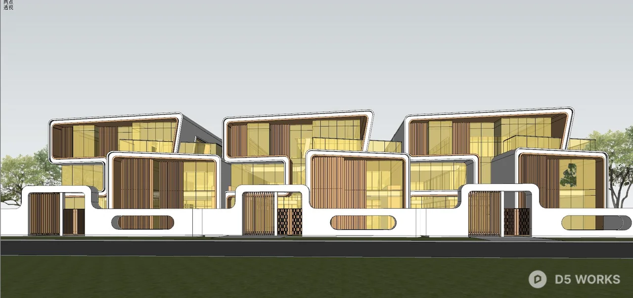 Modern Lakeside Linked Villas 3d model thumbnail 5