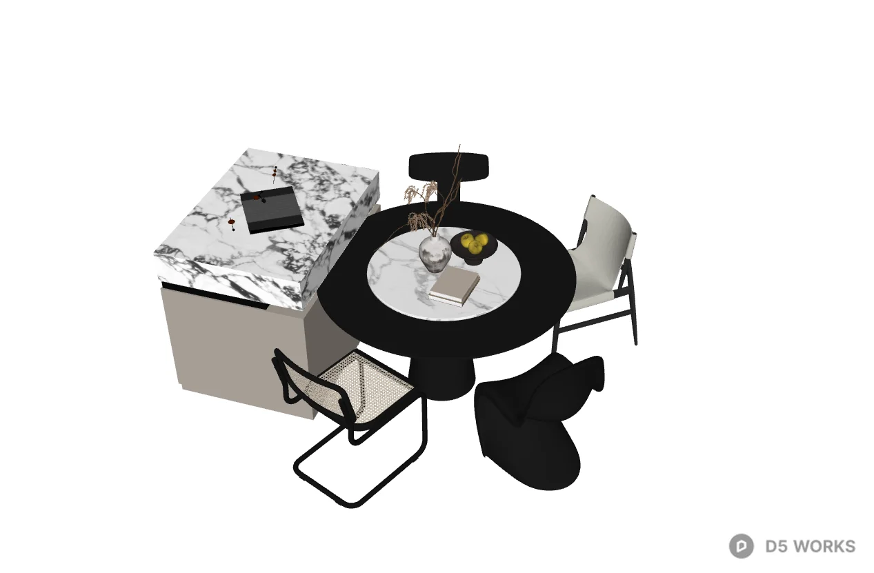 Modern Dining Table & Chairs Set 3d model thumbnail 2
