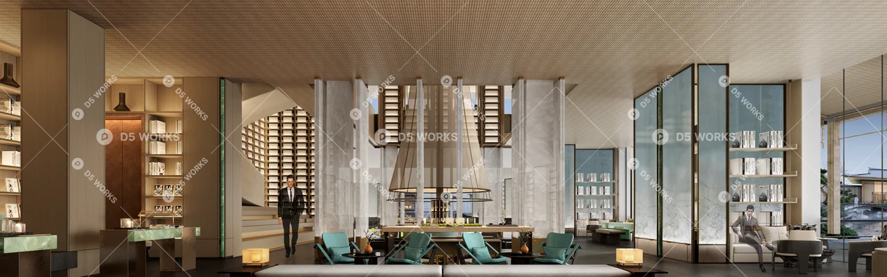 Modern Hotel Lobby 3d model thumbnail 5