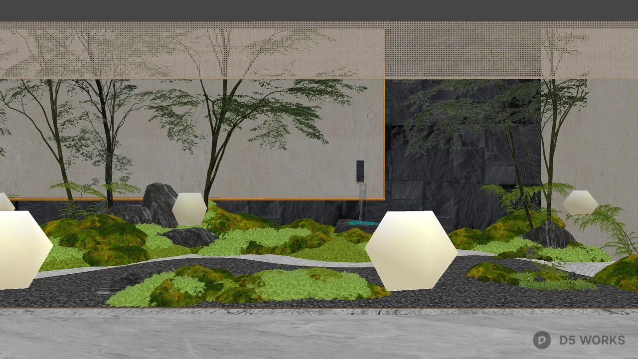 Minimalist Courtyard Landscape 3d model thumbnail 2