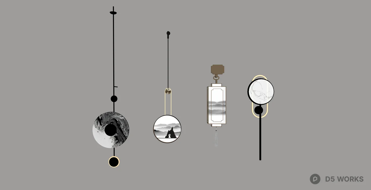 Modern Zen Style Hanging Wall Art Set 3d model thumbnail 2
