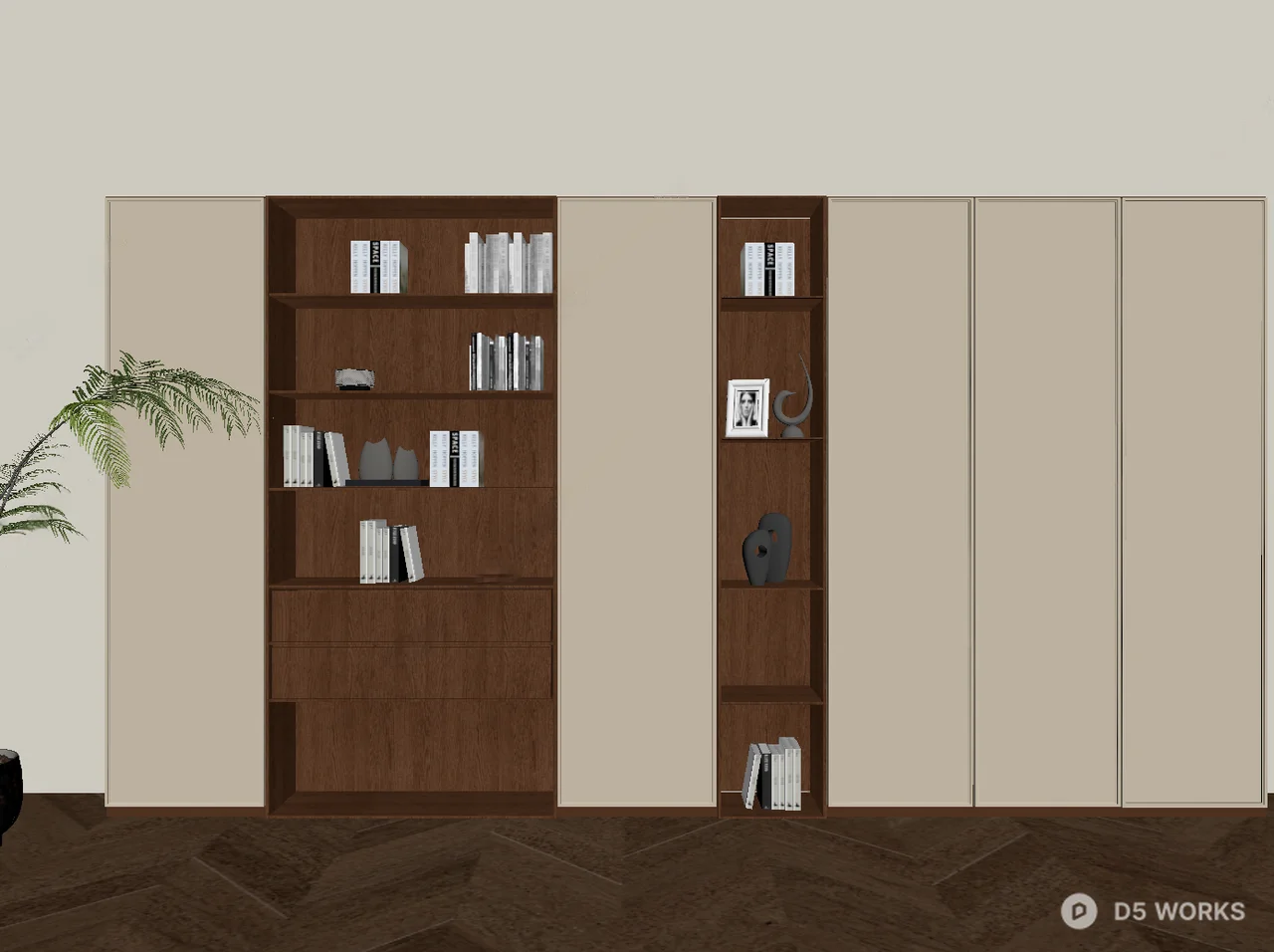 Minimalist Wooden Bookcase 3d model thumbnail 2